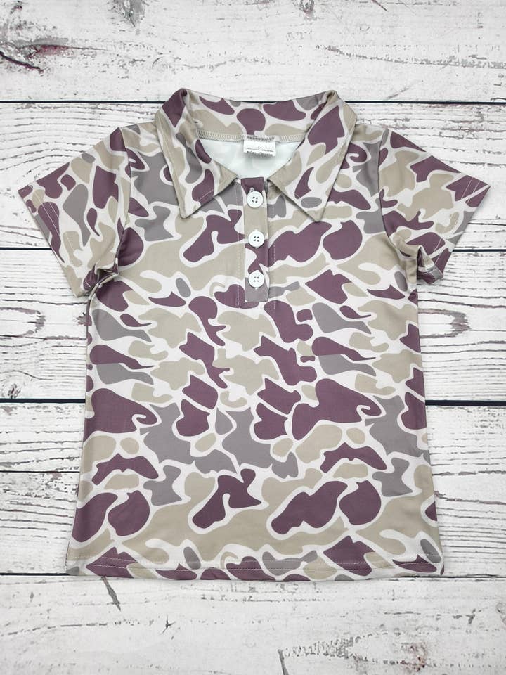 Polo de chasse imprimé camouflage garçons garçon pour la vente par sassy kids palace
