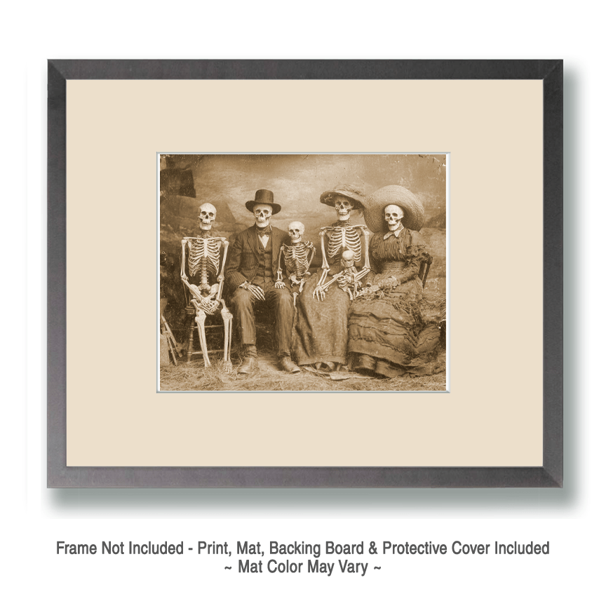 Mowbi - Wholesale Art Print - Old Skeleton Family Halloween Art Print - 8"x10" Artwork for 12"x14" Frame1