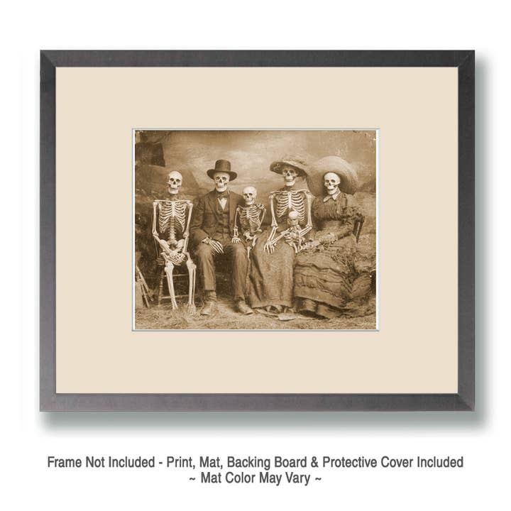 Mowbi - Wholesale Art Print - Old Skeleton Family Halloween Art Print - 8"x10" Artwork for 12"x14" Frame1