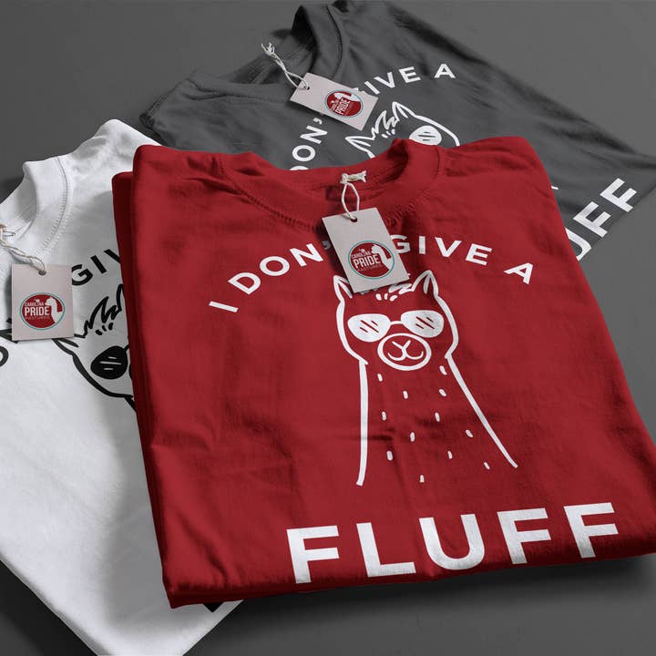 Alpaca/Llama themed shirts- I Don't Give a Fluff for wholesale by Carolina Pride Pastures