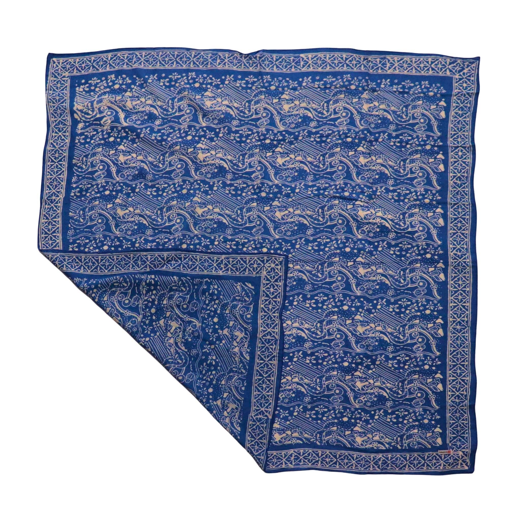 Kasih Co-op - Wholesale Bandana - Women's - Large 39" Hand Dyed Batik Bandana, 100% Soft Cotton, Tidal Flow, Blue1