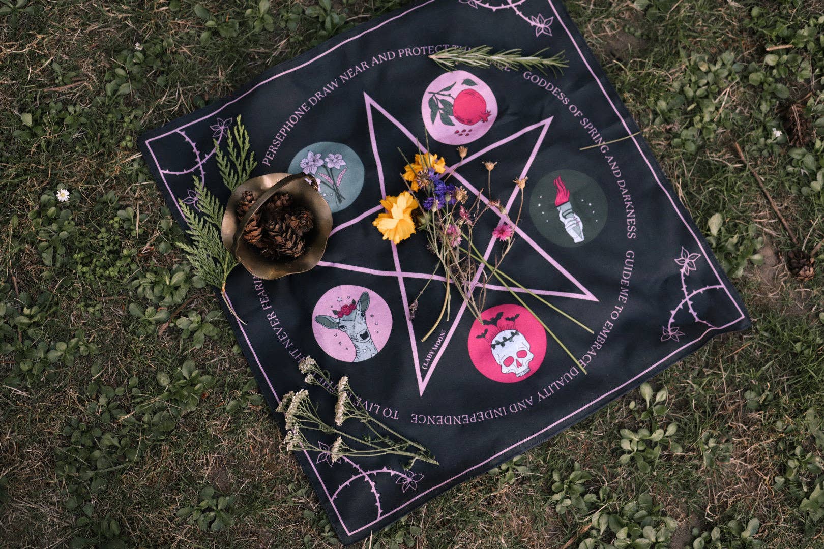 Lady Moon Co.® - Venta al por mayor Bandana - Mujer - Bandana de Tela de Altar: Perséfone8