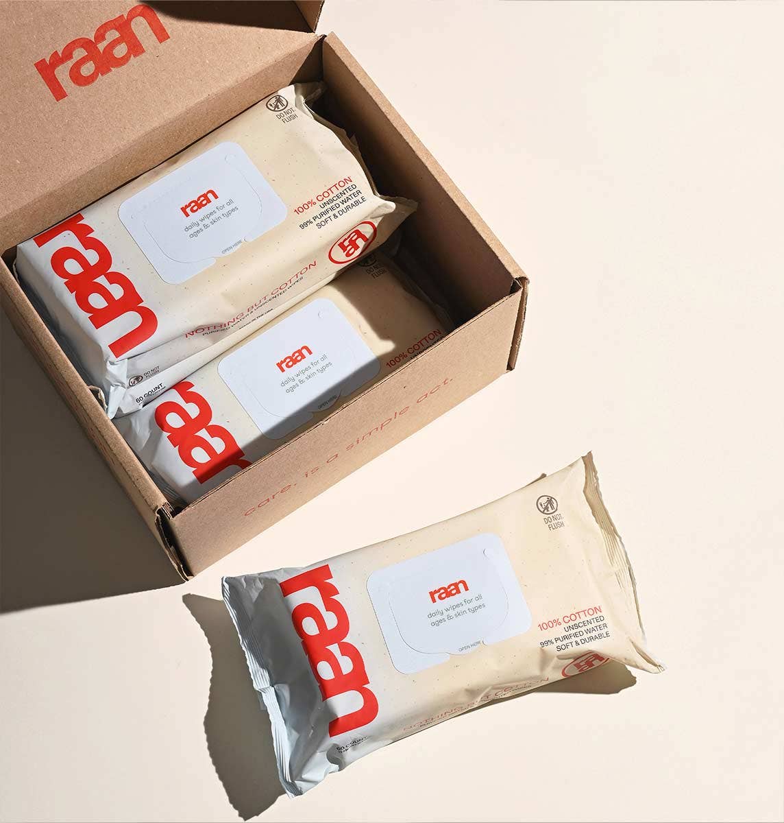 Raan inc - Wholesale Face & Body Wipes - 100% COTTON WATER WIPES, UNBLEACHED6