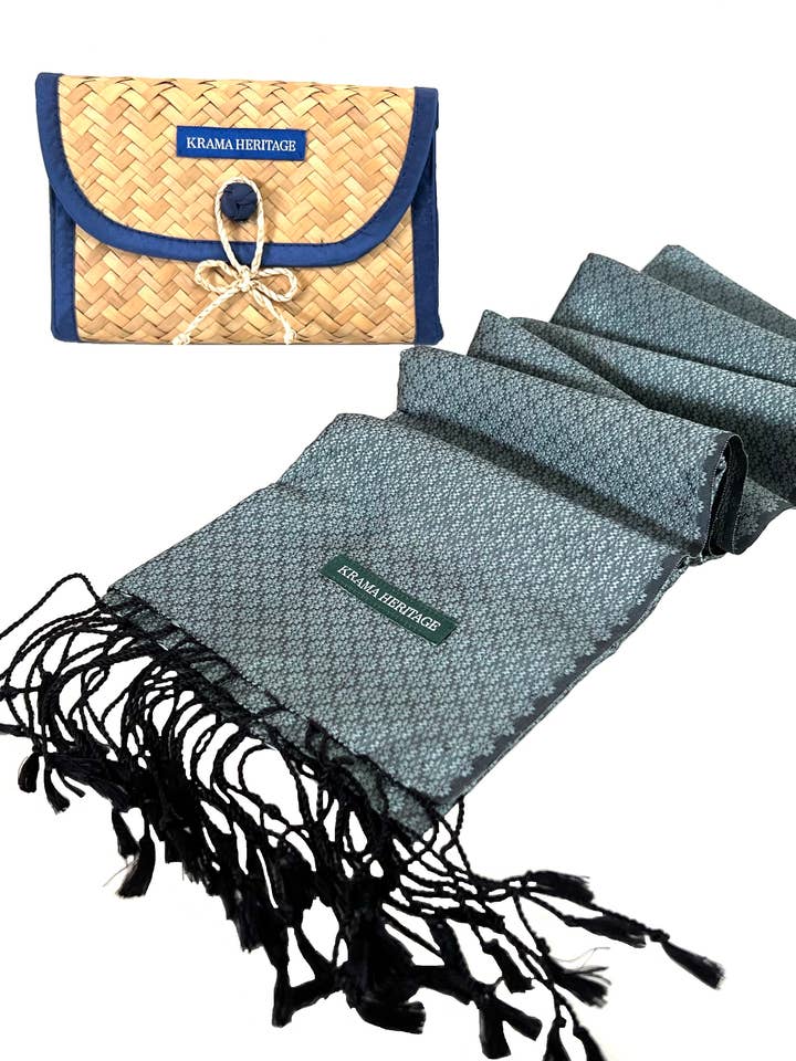 Krama Jasmin Luxurious Aquamarine for wholesale by Krama Heritage