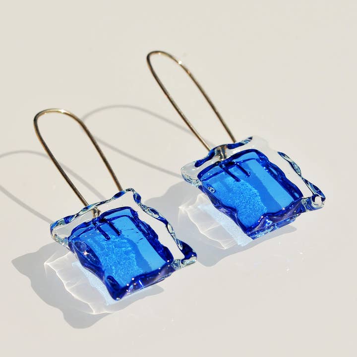 Tejeluz, arte en vidrio - Vendita all'ingrosso Orecchini pendenti - Orecchini Alcione in argento e vetro blu0