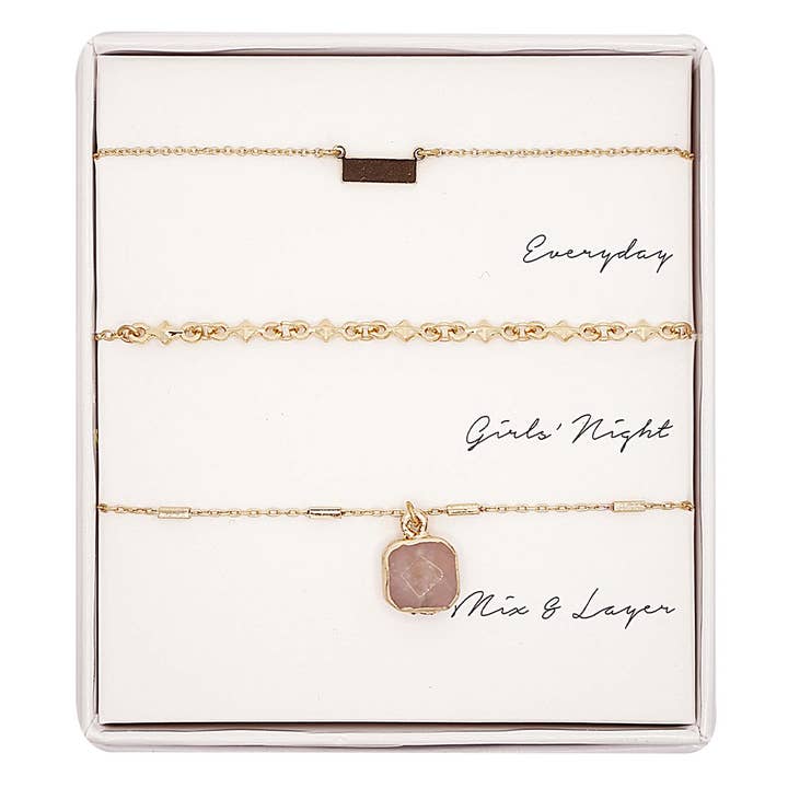 BN 3PC Assorted Layering Pendant Necklace Gift Set for wholesale on Faire