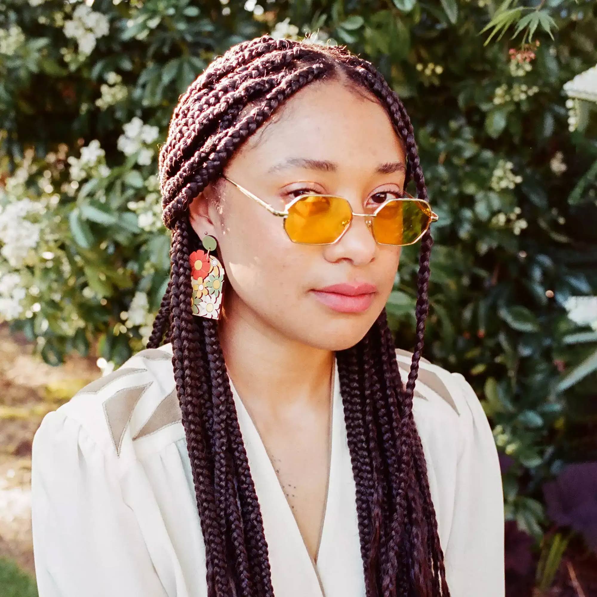 Le Chic Miami – wholesale Dangle earrings – 70s Burnt Orange Floral Arch Earrings - Fall2