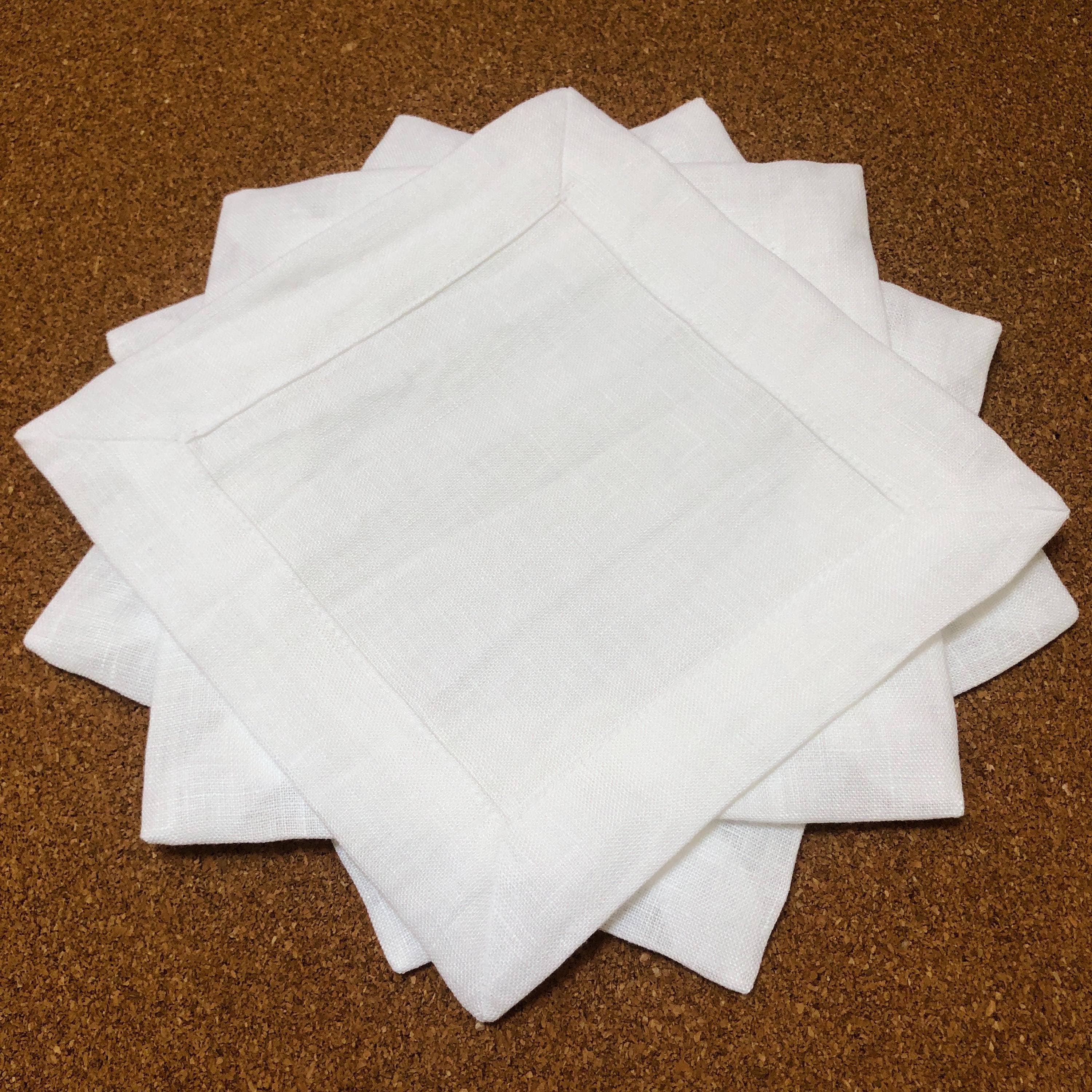 Belle Linen - Wholesale Dinner & Cloth Napkin - 100% Premium Classic White Linen Cocktail Napkins6