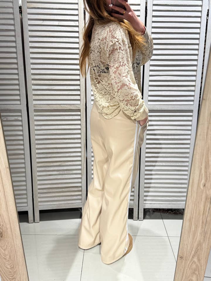 VICTORIA&ISAAC - Wholesale Pants - Women's - Flowy wide-leg pants - P6692ecru2