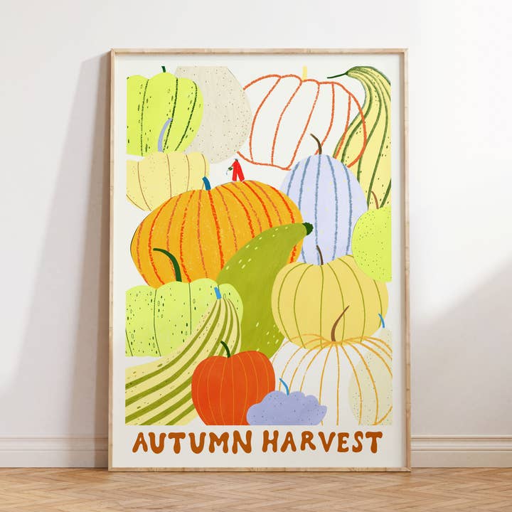 Efterårshøst Kunsttryk | Madtryk | Køkken | Græskar for engroshandel hos Little Black Cat Illustrated Goods
