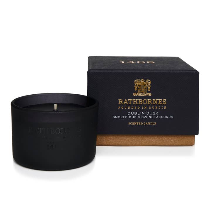 Rathbornes 1488 - Wholesale Jar/Filled Candle - Dublin Dusk Scented Luxury Candle (Smoked Oud & ozonic accords)