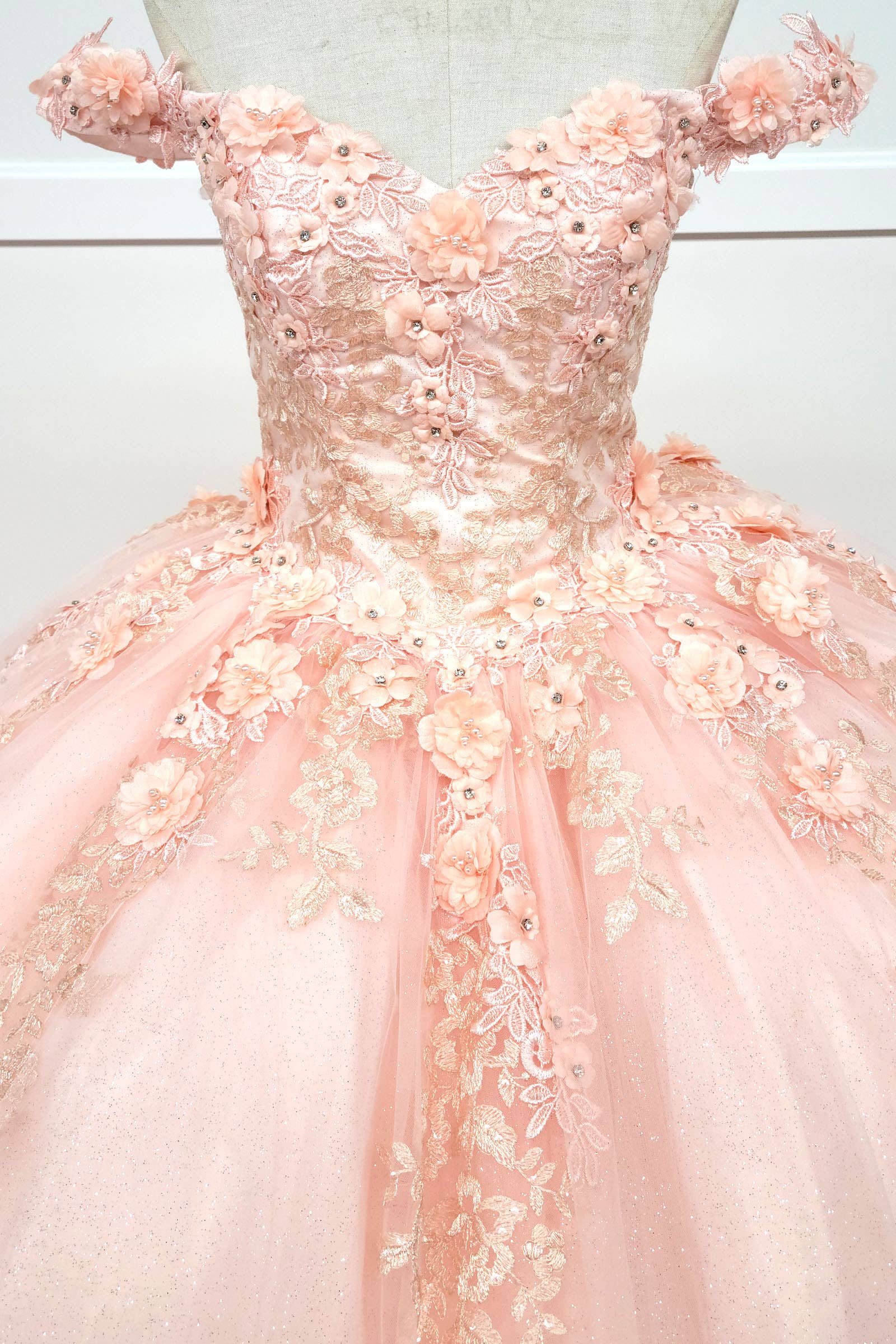 Chicas - Wholesale Gown - Women's - Off the Shoulder Quinceanera Dress With Flowers CHF306610