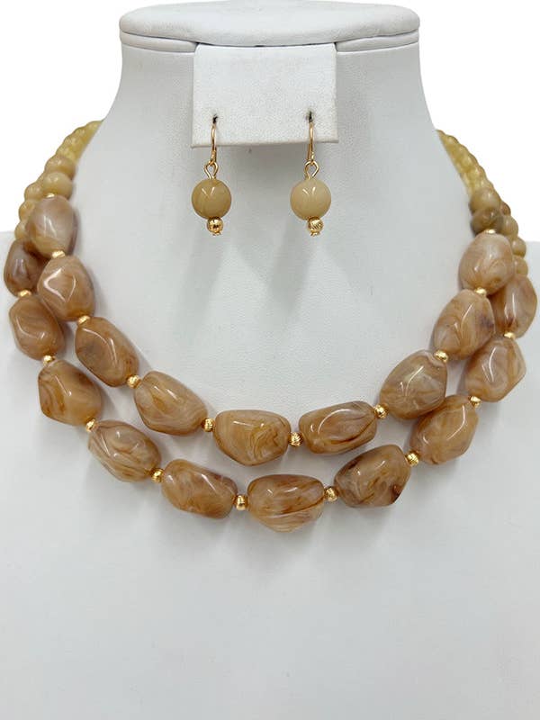 Faceted Stone Layered Necklace Set for wholesale by Andrea Bijoux