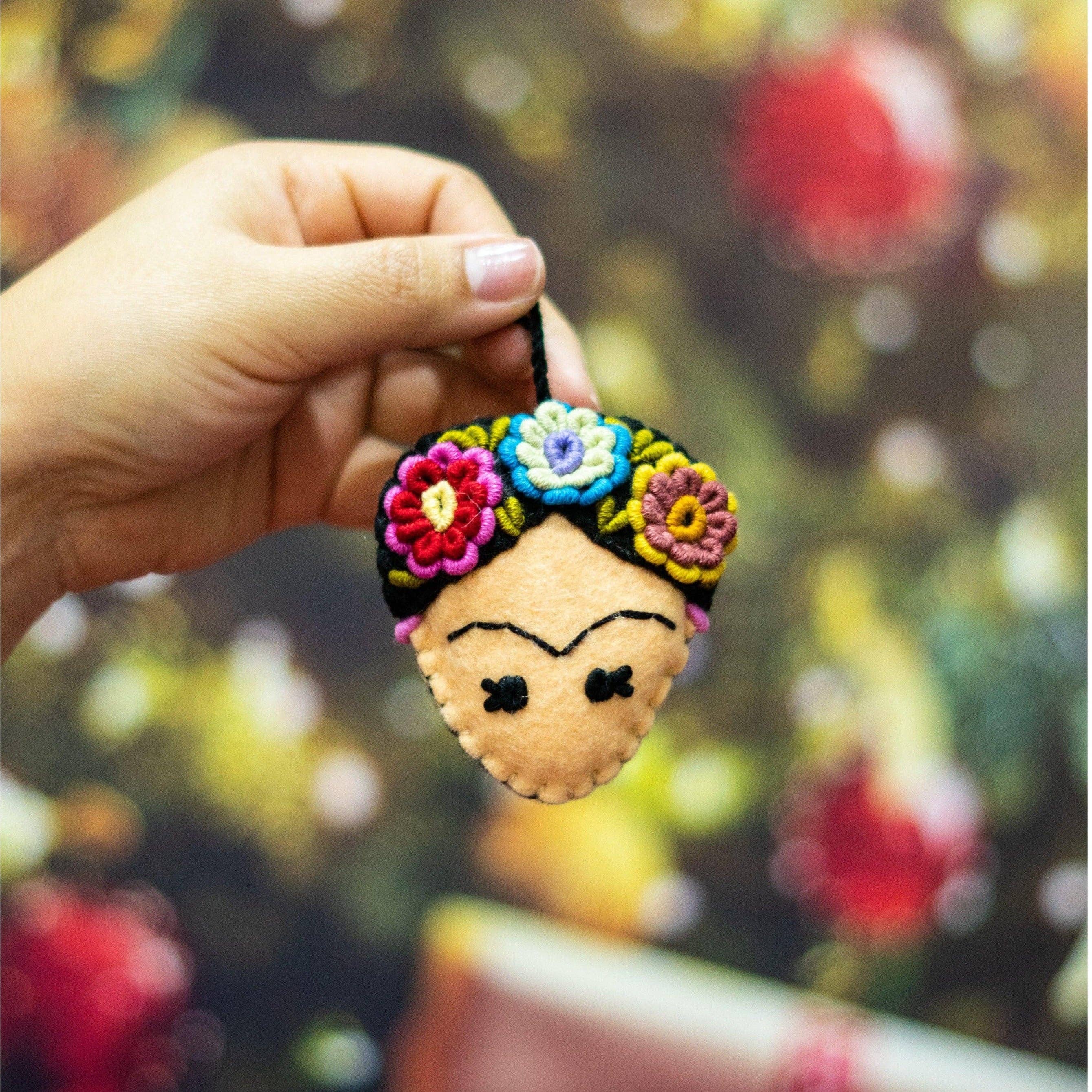 Lumily - Wholesale Ornament - Frida Kahlo Felted Embroidered Handmade Ornament - Mexico1