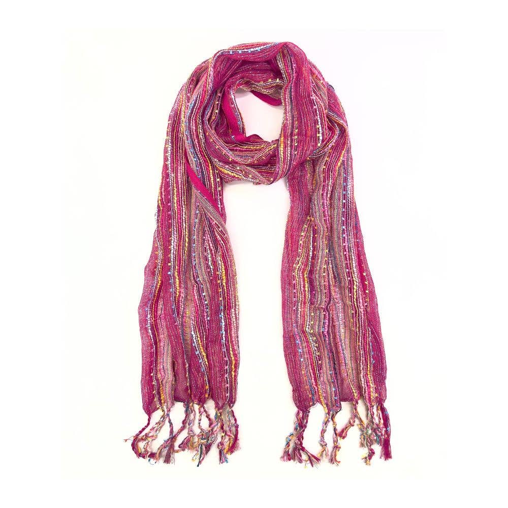 Humble Hilo – wholesale Scarf – Women's – Humble Hilo Multicolored Thread Artisan Scarf4
