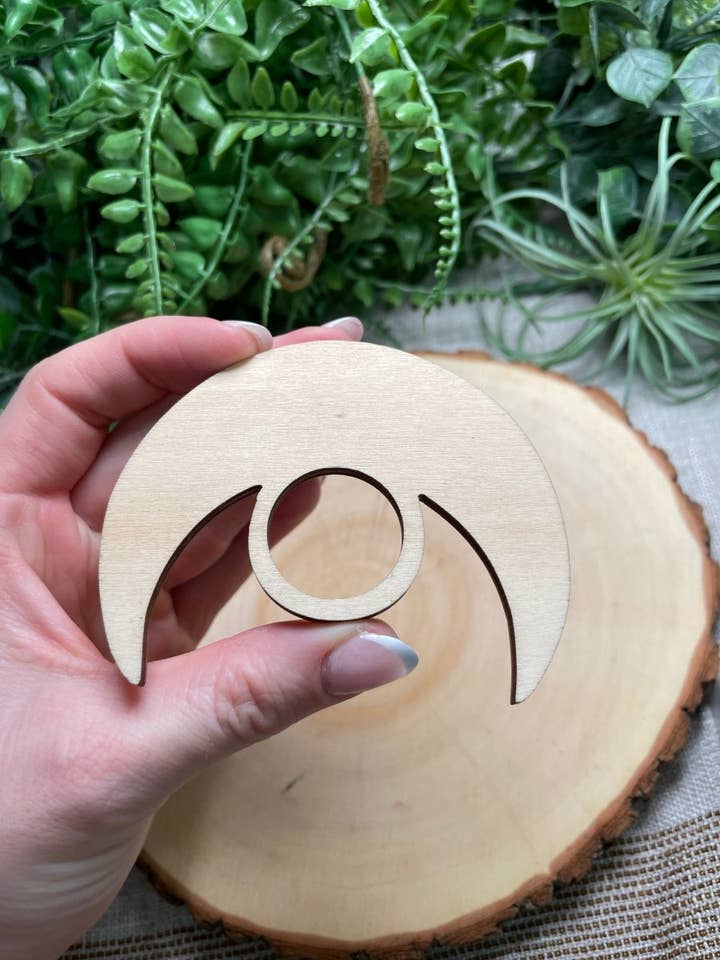 Wooden Moon Sphere Stand for wholesale by Copper Ashes