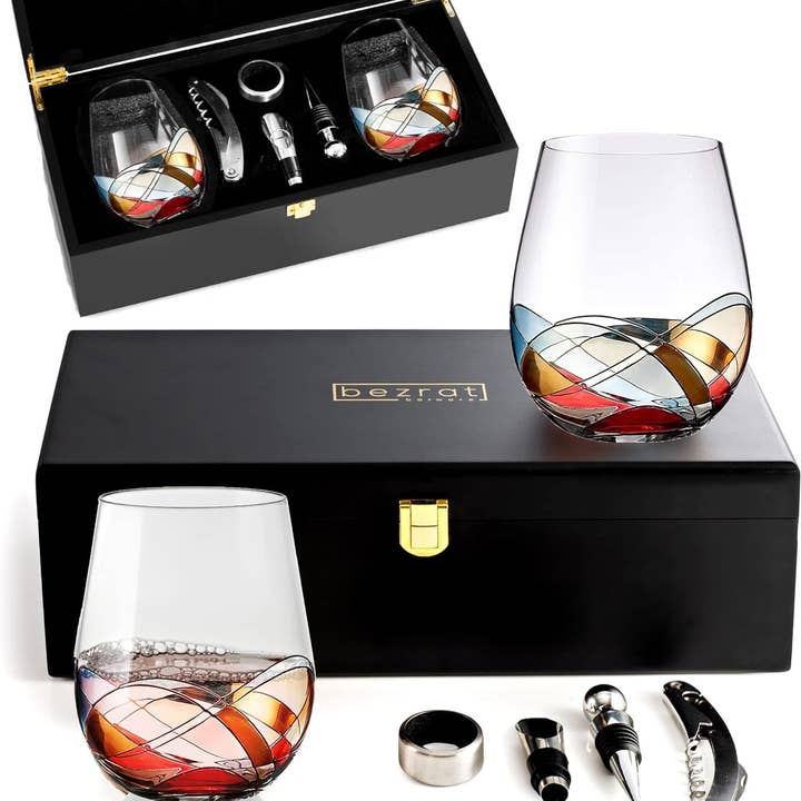 Bezrat - Vendita all'ingrosso Bicchieri da vino - Set regalo di bicchieri da vino senza stelo0