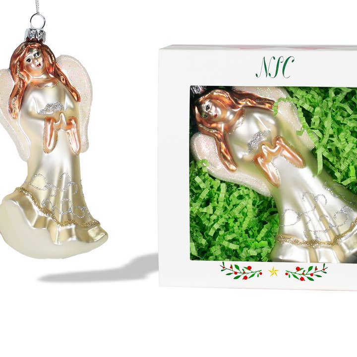 North Star Christmas | Graceful Angel Glass Ornament for wholesale by North Star Christmas