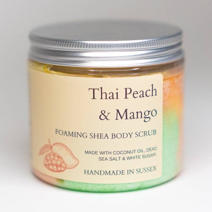 Thai Peach & Mango Whipped Soap Scrub for wholesale by Brighton Rock Workshop