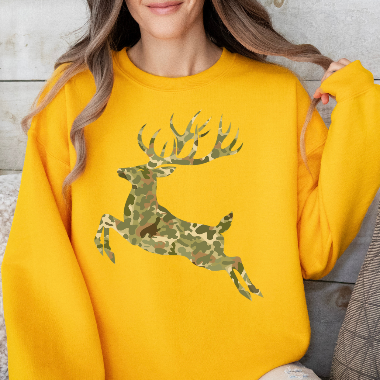 ATTA TOOD Wholesale - Wholesale Graphic Sweatshirt - Women's - Camouflage buck unisex sweatshirt, Hunting Season, Fall top0