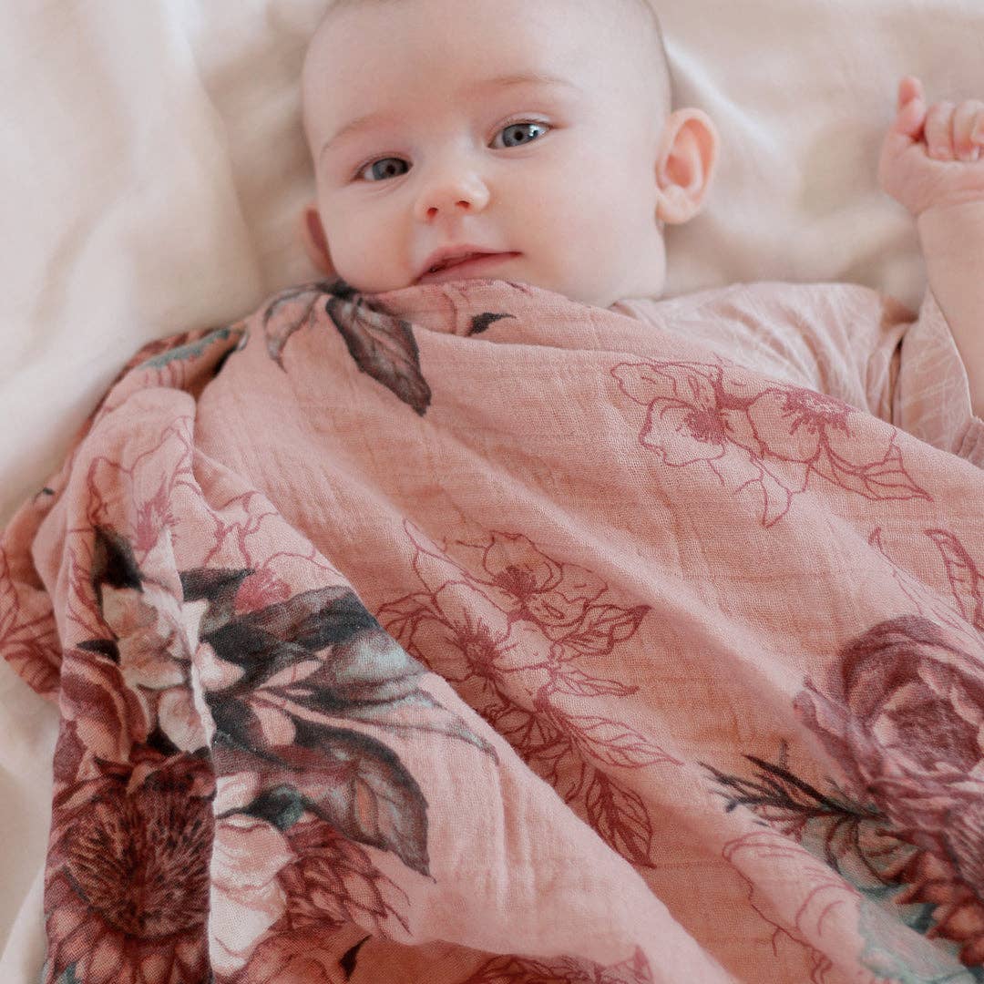 Burrow & Be Australia - Wholesale Swaddle - Baby - Muslin wrap - Tropical Bouquet1