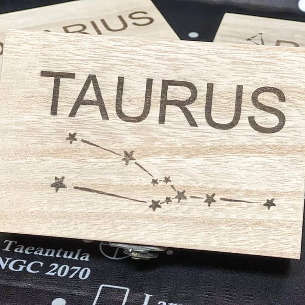 Zodiac Laser Engraved Wood Box for wholesale by UniverseDelights