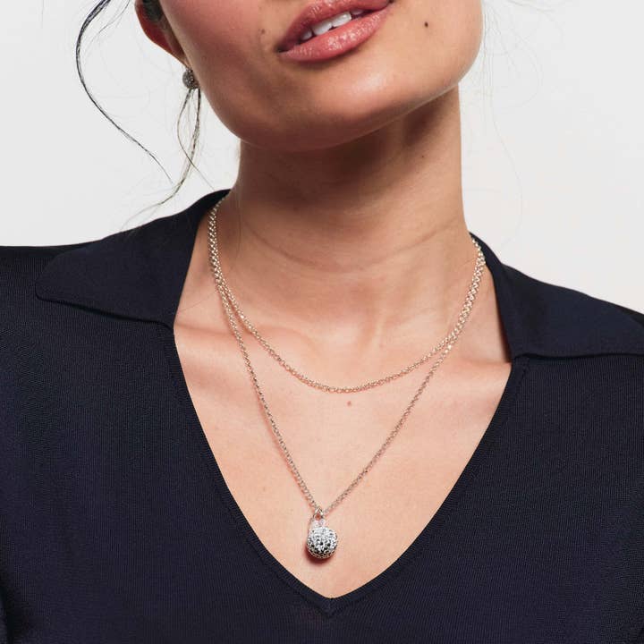Shattered Glass Sparkle Ball™ Long Necklace Pendant for wholesale by Hillberg & Berk