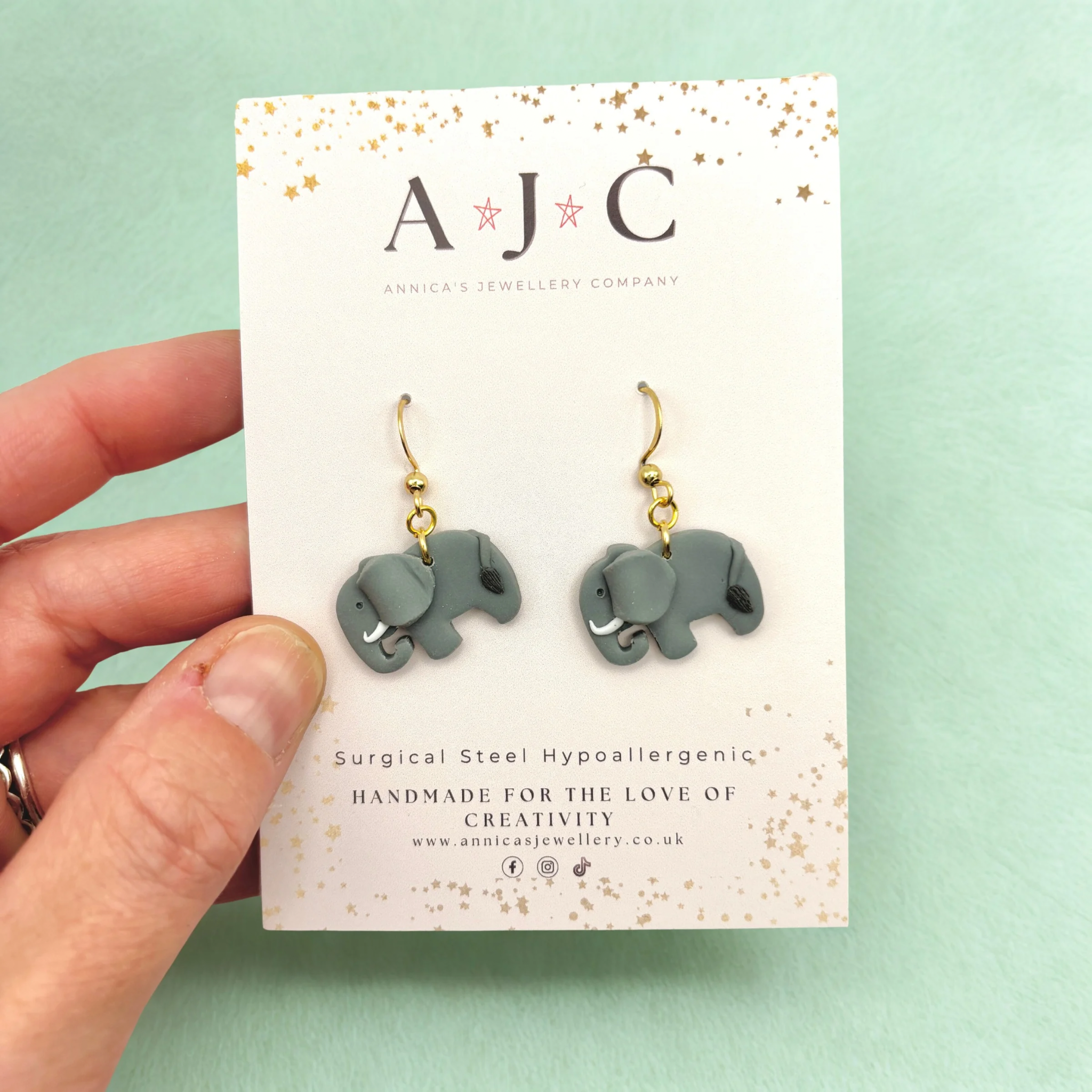 Annica’s Jewellery Co – wholesale Dangle earrings – Grey Elephant Dangles2