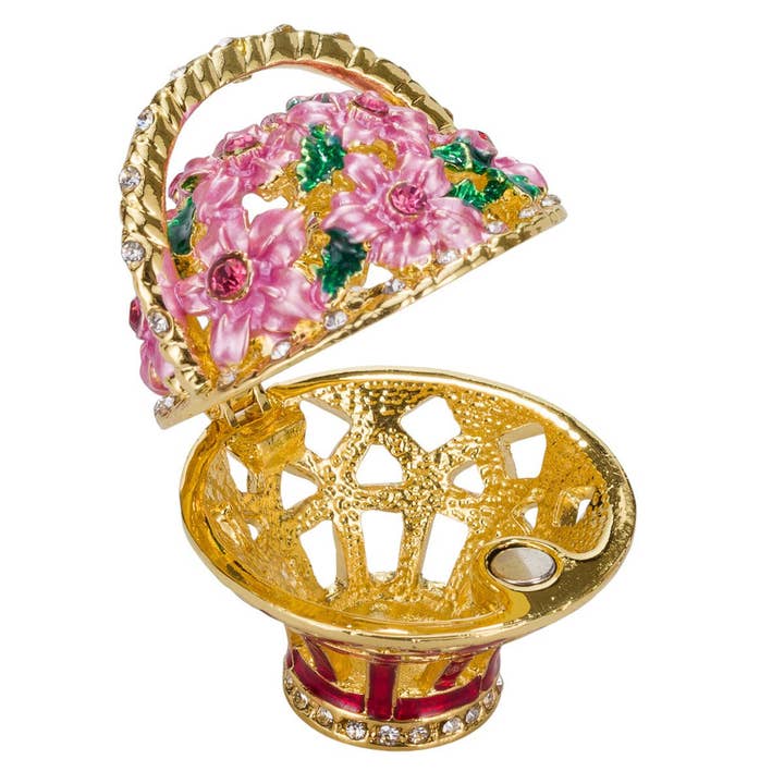 danila-souvenirs - Wholesale Jewelry Box/Organizer - Faberge Twisted Egg Jewelry box with Basket cream4
