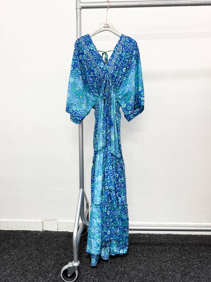 Lucy Sparks - Wholesale Dress - Women's - SILKY MAXI DRESS WITH DEEP V NECK