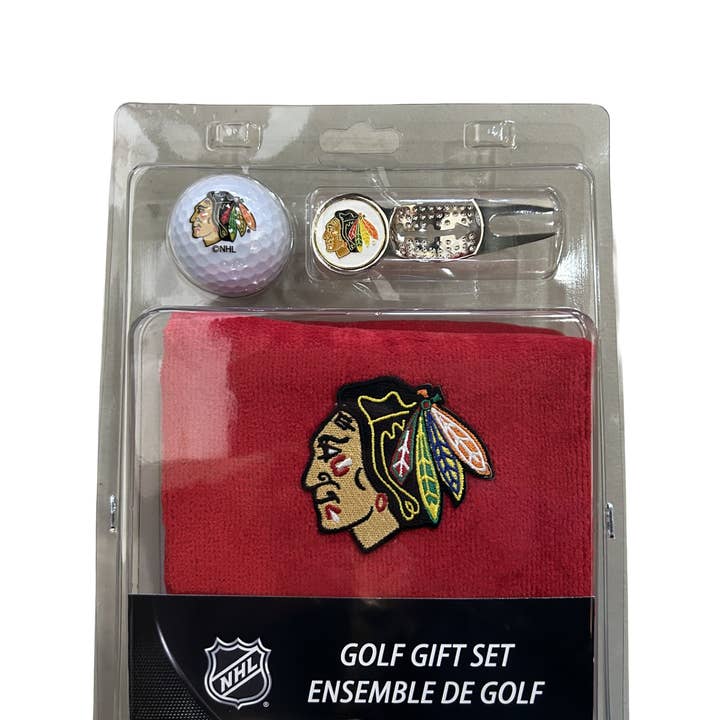 Set Regalo Golf 4 Pezzi Chicago Blackhawks per la vendita all'ingrosso da parte di CaddyPro Golf Products Ltd.