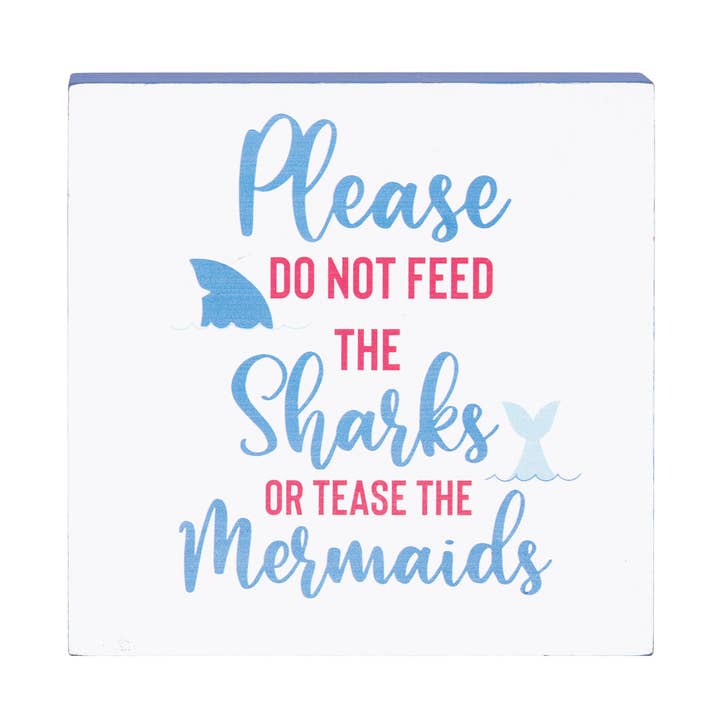 Do Not Feed Sharks Wood Block for wholesale by C&F Home