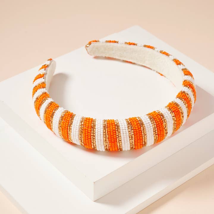 Frem - Wholesale Fashion Headband - Women's - Game Day Color Block Seed Bead Headband22