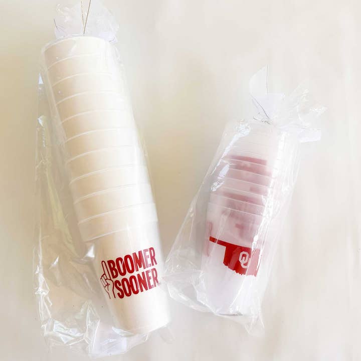 Two Funny Girls - Wholesale Disposable Cup - Foam Cup - Oklahoma University/Boomer Sooner (10 ct bag)4