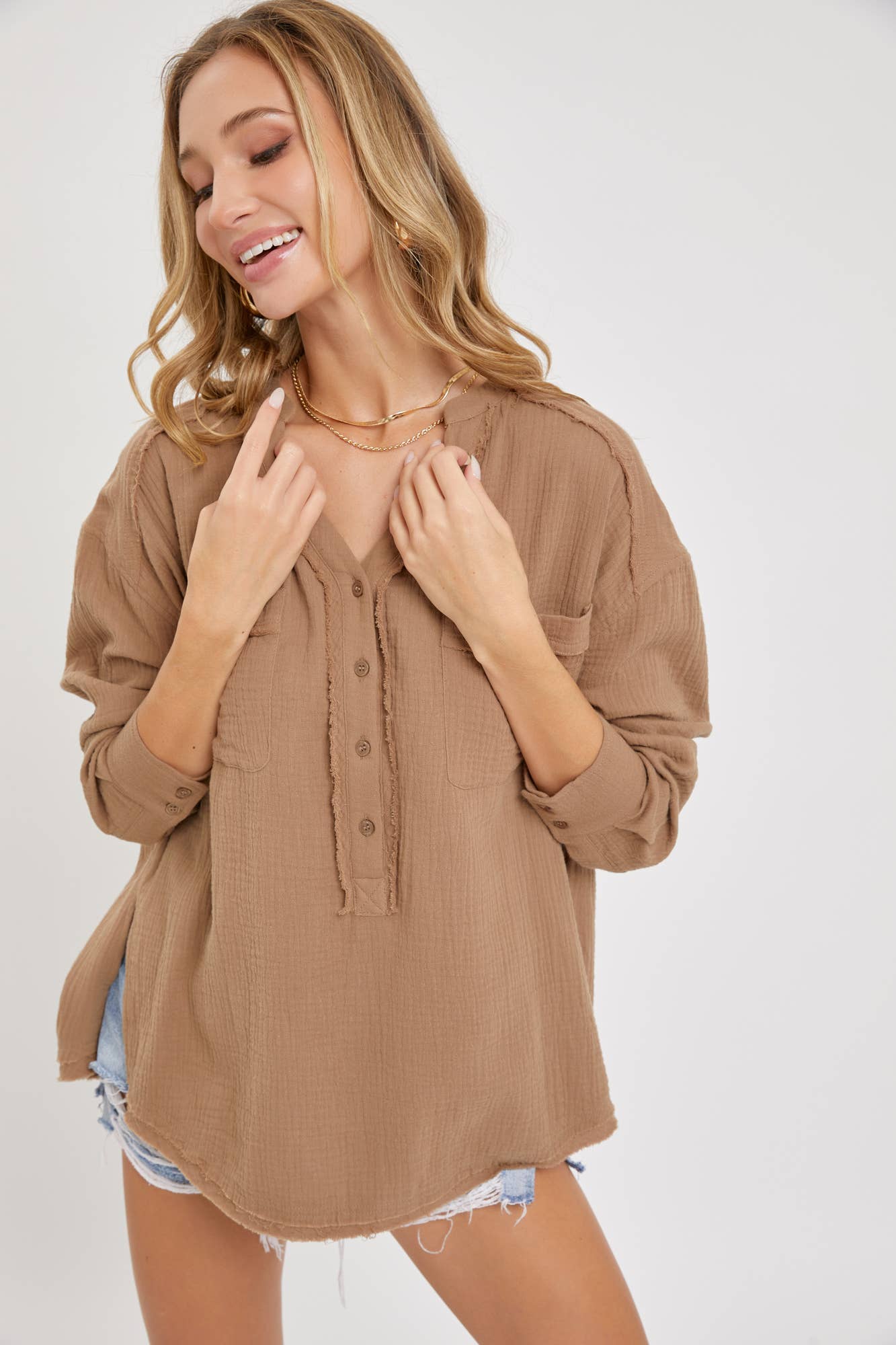 Sweet Lovely by Jen – wholesale Buttoned-down shirt – Women's – SW1507 BUTTON DOWN TOP13