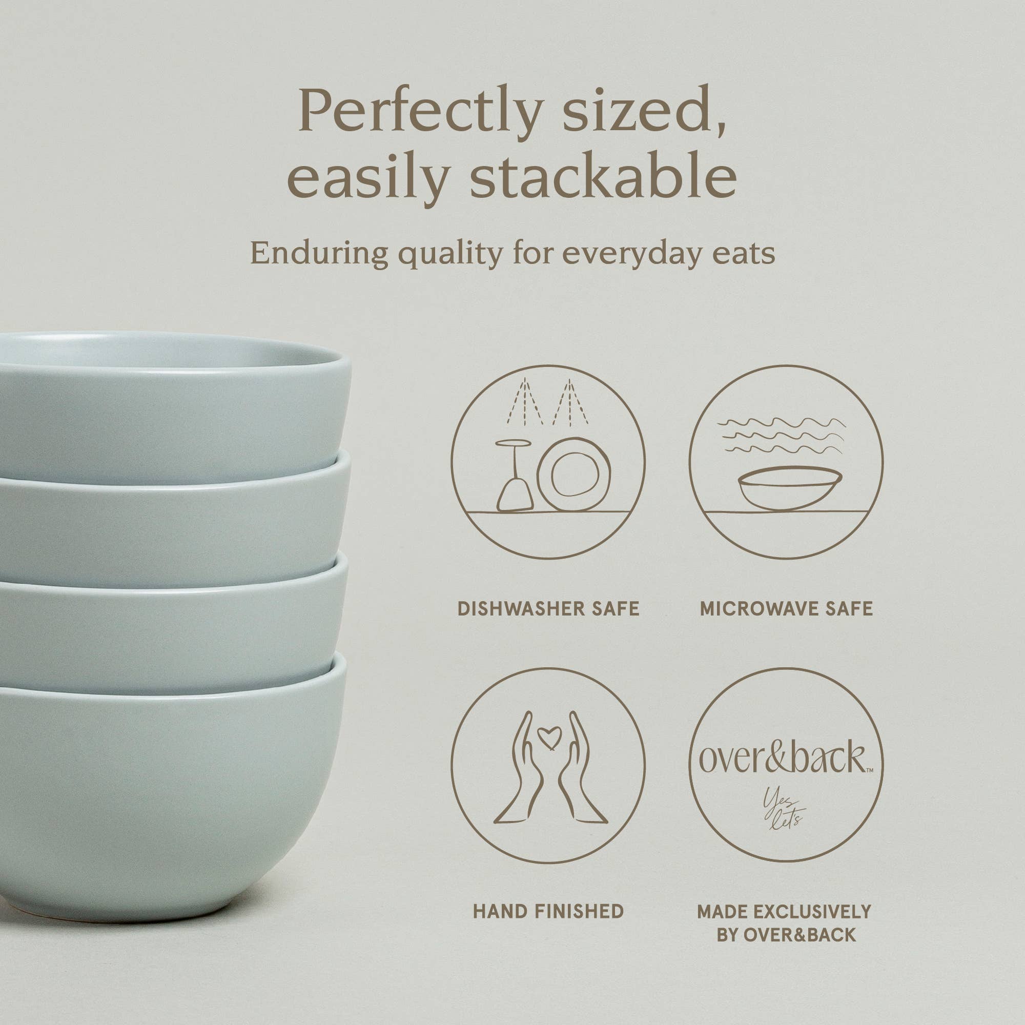 Fog Blue Mini Stoneware Bowls Hosting Essential– Set of 4, 9oz for wholesale on Faire2