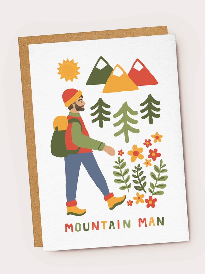 Biglietto di auguri per uomo di montagna, per escursionismo all'aperto, per uomo per la vendita all'ingrosso da parte di Jade Fisher