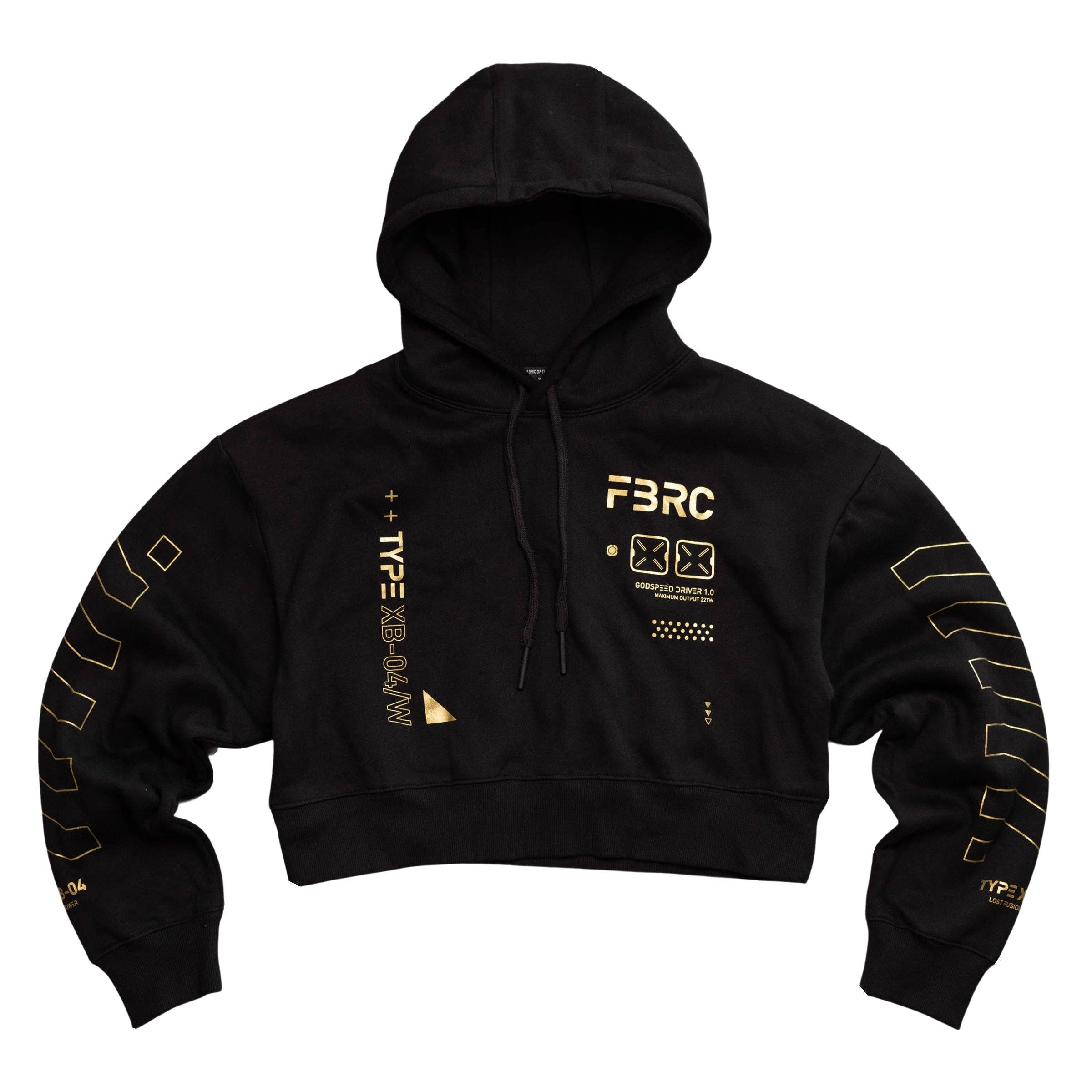 Wholesale XB-04 Black Gold Crop Hoodie for your store - Faire