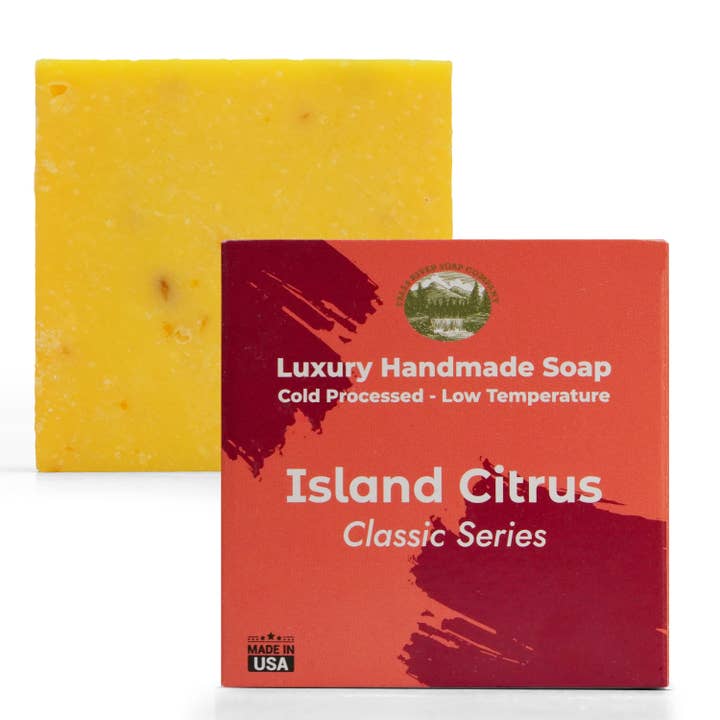 Island Citrus 5oz Soap Handmade Soap bar - Cherry Almond, oatmeal as exfoliant - Pure Essential Oil Natural Soaps- Anniversary Wedding Gifts Christmas stocking stuffer cherry blossom - Falls River Soap Company for wholesale by Falls River Soap Company