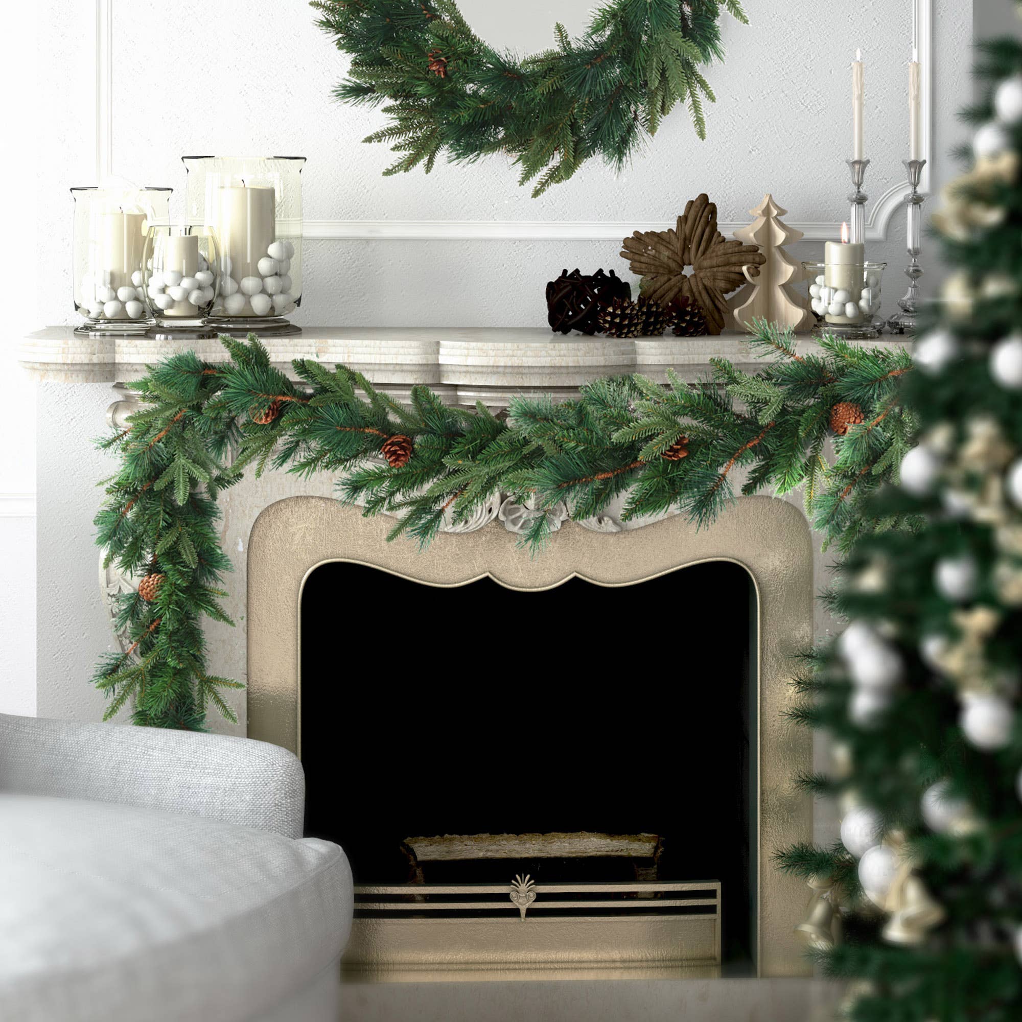 Larksilk - Wholesale Bunting/Garland - 9' Lifelike Angel Pine Christmas Garland, 228 Realistic Tips2