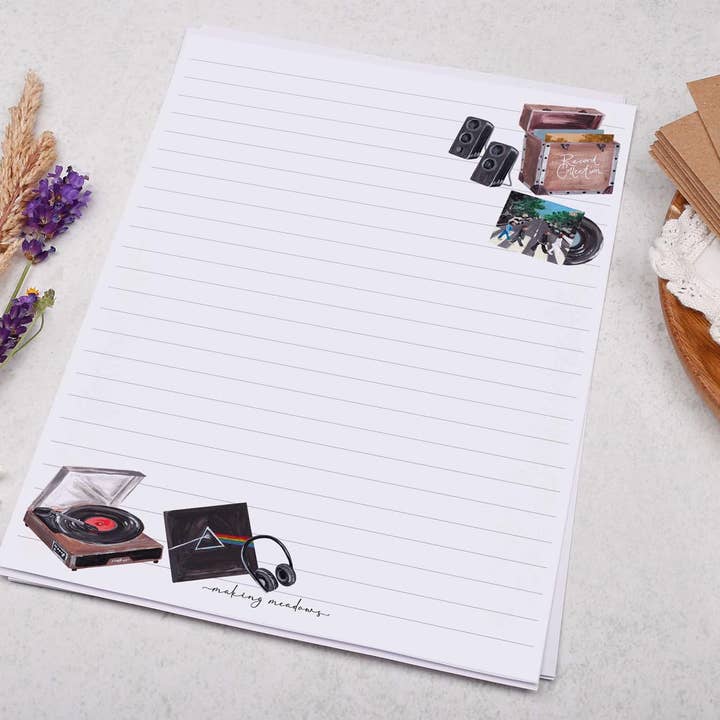 Making Meadows Ltd – wholesale Letterhead – A5 Writing Paper with Vintage Vinyl Records2
