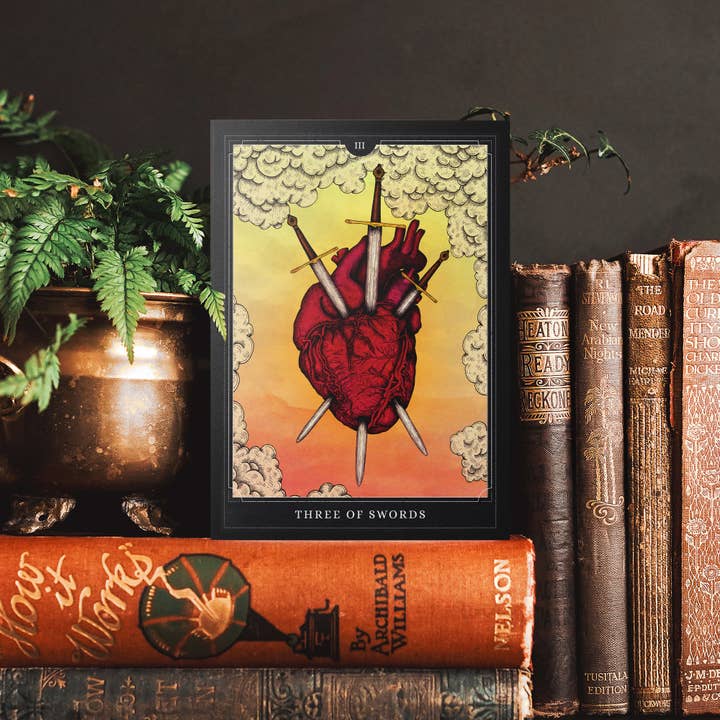 Three of Swords - Greeting Card for wholesale by Print is Dead