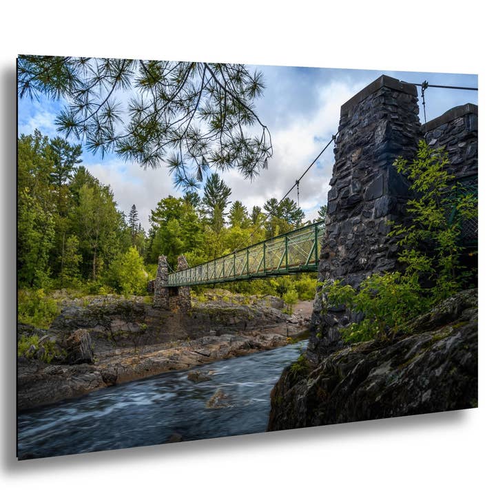 Swinging Bridge Stone Tower Jay Cooke State Park Minnesota Photo Print North Shore River Gorge Nature Wall Art Decor Travel Gift Photography for wholesale by Images By Cheri