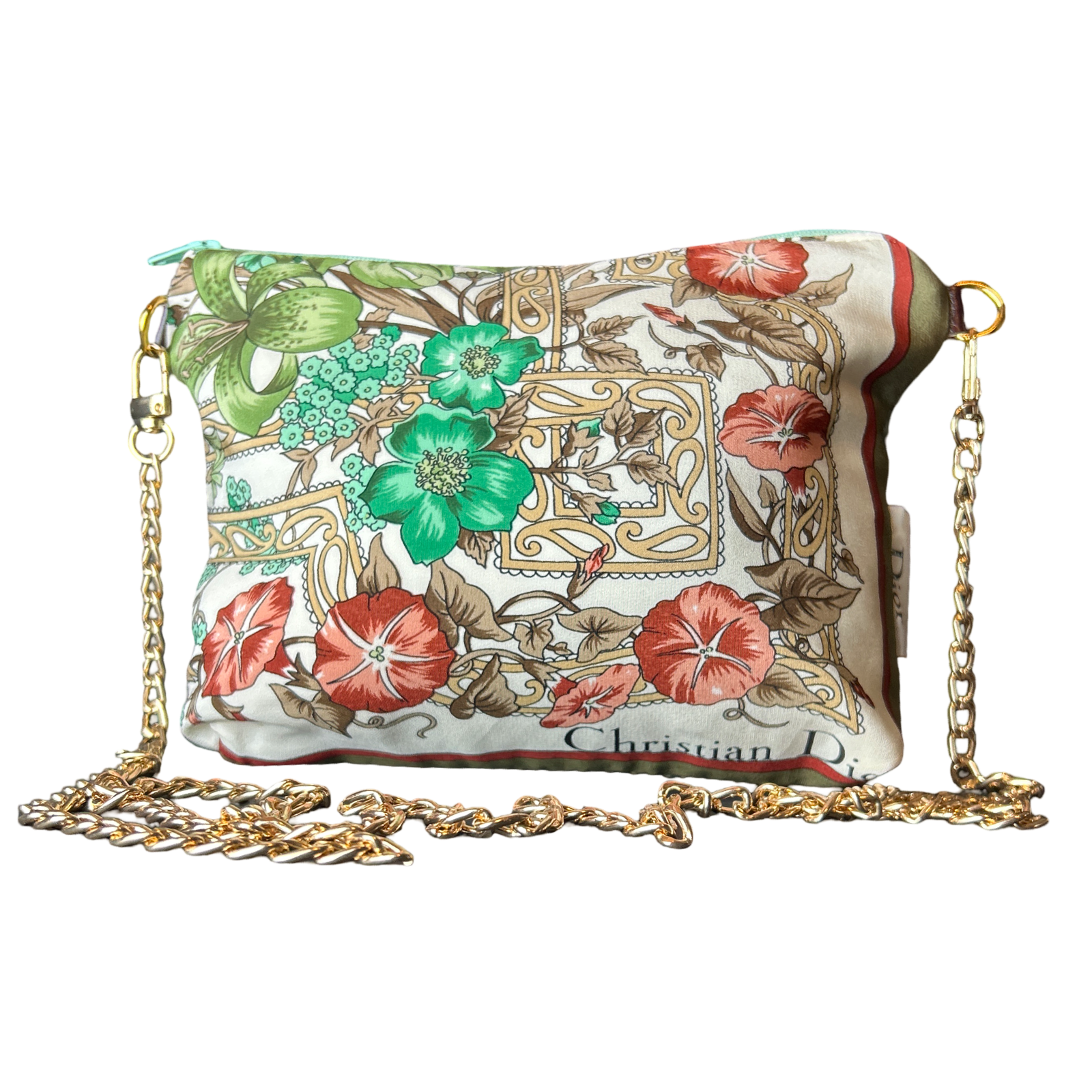 Vintage Luxe Up - Wholesale Crossbody Bag - Women's - Garden Trellis Vintage Silk Scarf Crossbody Bag2