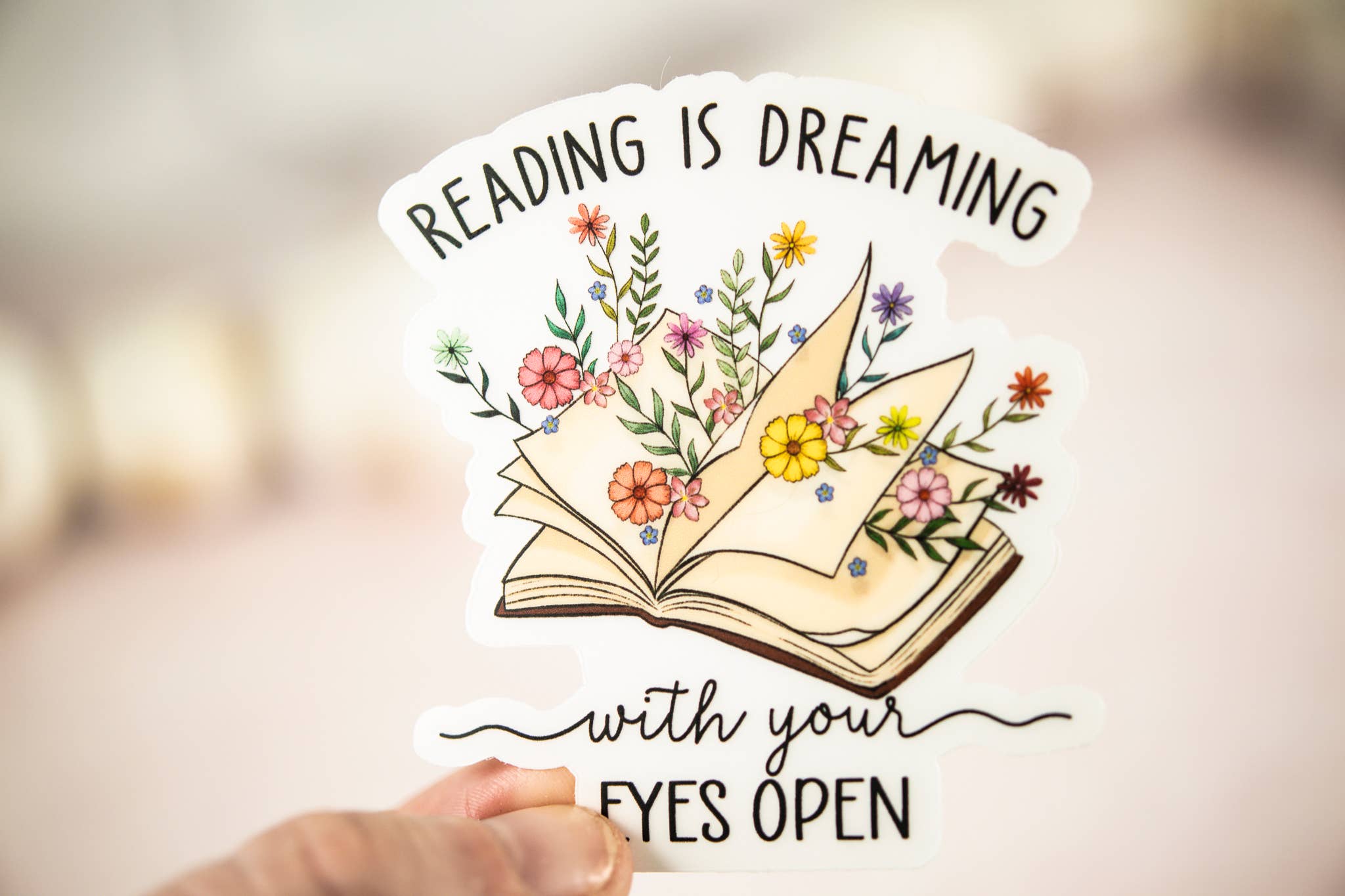 Savannah and James Co - Wholesale Sticker - Reading Is Dreaming, Floral Book Vinyl Sticker, 3x3 in.6