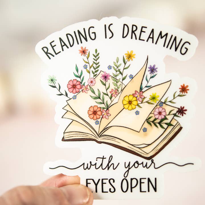 Savannah and James Co - Wholesale Sticker - Reading Is Dreaming, Floral Book Vinyl Sticker, 3x3 in.6