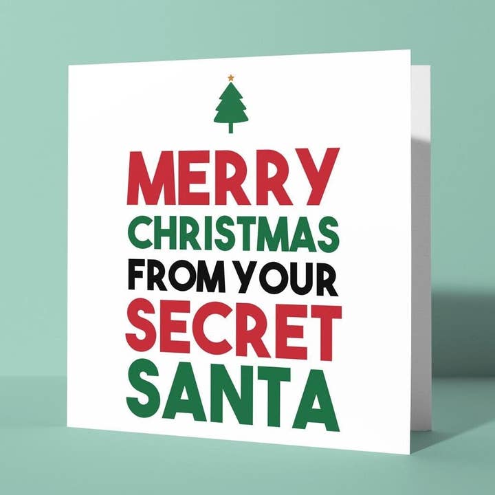 Glædelig jul fra din hemmelige julemand - Hemmelig julemand julekort for engroshandel hos Peacock Printing