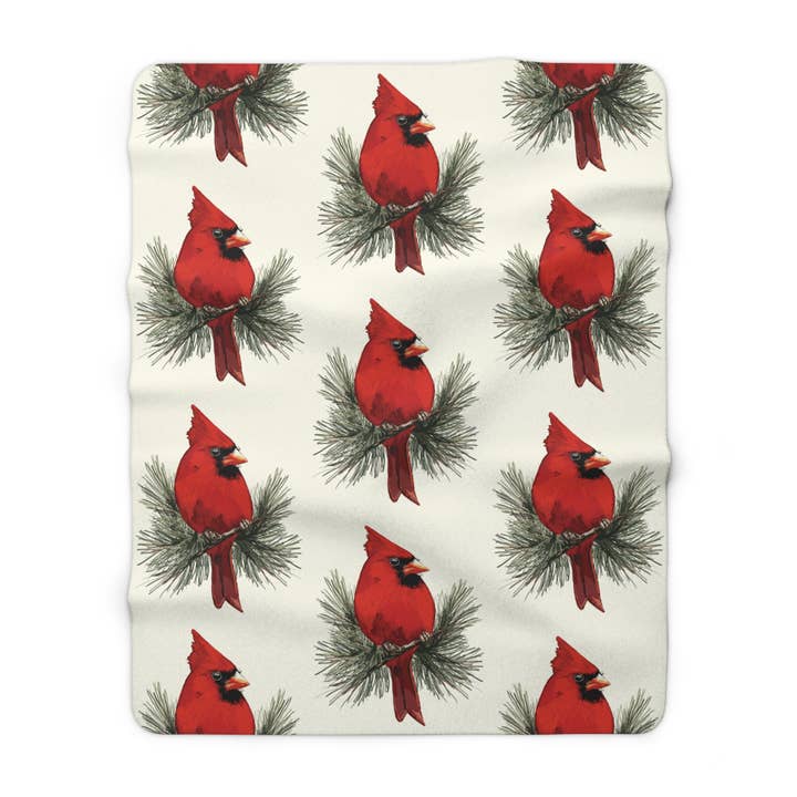 Kardinalmuster-Sherpa-Decke — Kuschelige rote Kardinal-Fleece-Decke für den Großhandel von Blue Cava