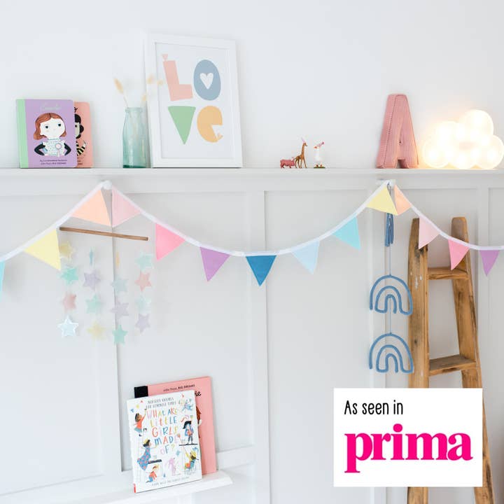 Styled to Sparkle – wholesale Bunting/garland – Pastel Rainbow Bunting - 1 metre | Girls Bedroom Decor1