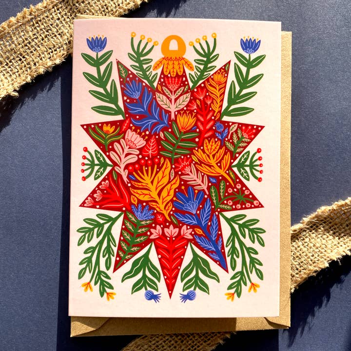 Festive Star Bauble Christmas Card for wholesale by Samantha Dolan